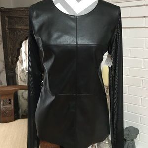 Bailey 44 Black Faux Leather Top, size large